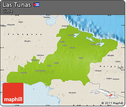 Physical Map of Las Tunas, shaded relief outside