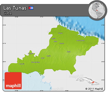 Physical Map of Las Tunas, single color outside