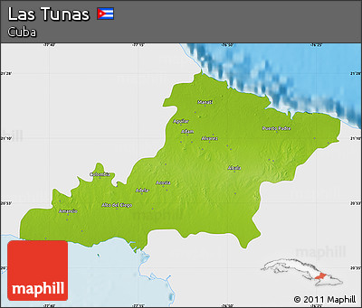 Physical Map of Las Tunas, single color outside