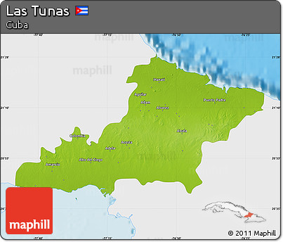 Physical Map of Las Tunas, single color outside