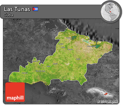 Satellite Map of Las Tunas, darken, desaturated