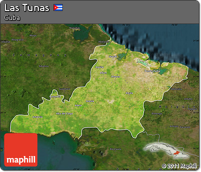 Satellite Map of Las Tunas, darken