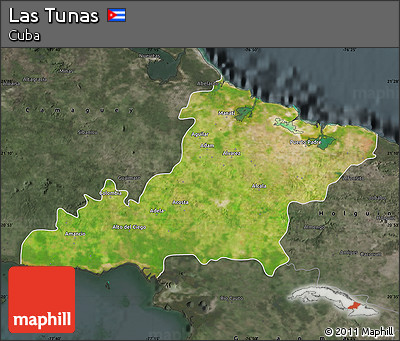 Satellite Map of Las Tunas, darken, semi-desaturated