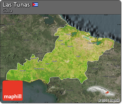 Satellite Map of Las Tunas, darken, semi-desaturated