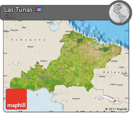 Satellite Map of Las Tunas, shaded relief outside