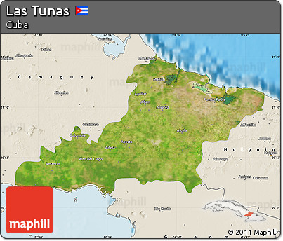 Satellite Map of Las Tunas, shaded relief outside