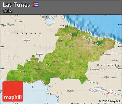 Satellite Map of Las Tunas, shaded relief outside