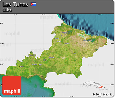 Satellite Map of Las Tunas, single color outside