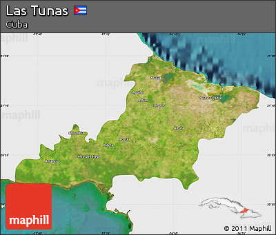 Satellite Map of Las Tunas, single color outside