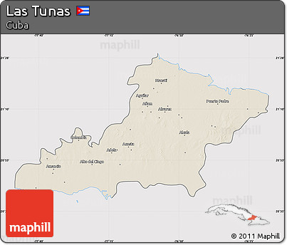 Shaded Relief Map of Las Tunas, cropped outside
