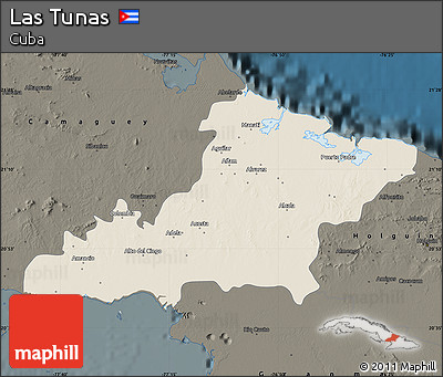 Shaded Relief Map of Las Tunas, darken