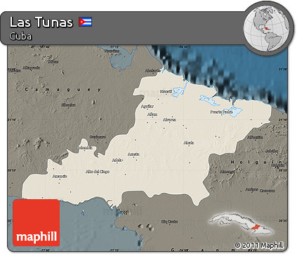 Shaded Relief Map of Las Tunas, darken