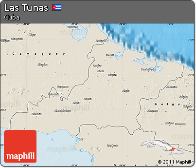 Shaded Relief Map of Las Tunas