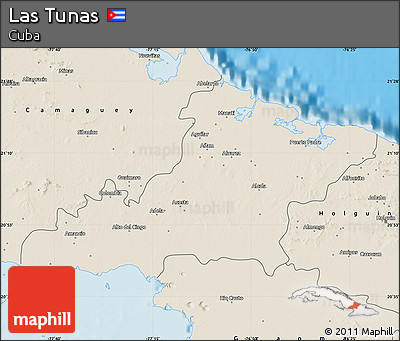 Shaded Relief Map of Las Tunas
