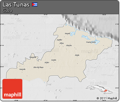 Shaded Relief Map of Las Tunas, lighten, desaturated