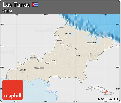 Shaded Relief Map of Las Tunas, single color outside
