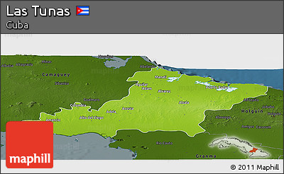 Physical Panoramic Map of Las Tunas, darken