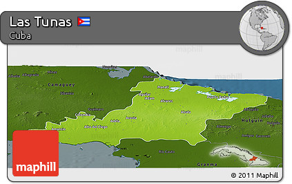 Physical Panoramic Map of Las Tunas, darken