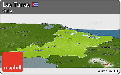 Physical Panoramic Map of Las Tunas, darken