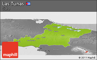 Physical Panoramic Map of Las Tunas, desaturated