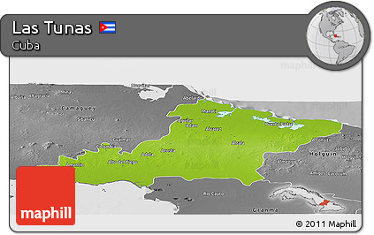Physical Panoramic Map of Las Tunas, desaturated