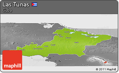 Physical Panoramic Map of Las Tunas, desaturated