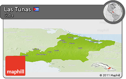 Physical Panoramic Map of Las Tunas, lighten