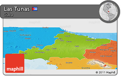 Physical Panoramic Map of Las Tunas, political outside