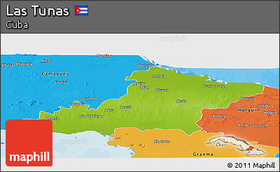 Physical Panoramic Map of Las Tunas, political outside