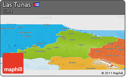 Physical Panoramic Map of Las Tunas, political outside