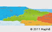 Physical Panoramic Map of Las Tunas, political outside