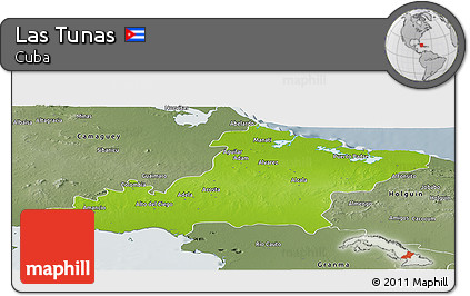 Physical Panoramic Map of Las Tunas, semi-desaturated