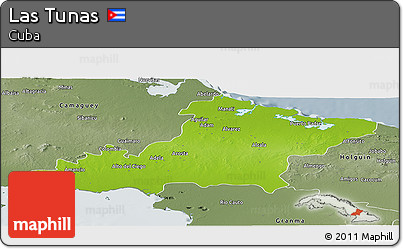 Physical Panoramic Map of Las Tunas, semi-desaturated