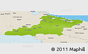 Physical Panoramic Map of Las Tunas, shaded relief outside