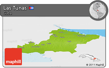 Physical Panoramic Map of Las Tunas, single color outside