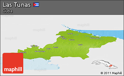 Physical Panoramic Map of Las Tunas, single color outside