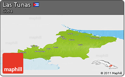 Physical Panoramic Map of Las Tunas, single color outside