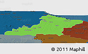 Political Panoramic Map of Las Tunas, darken