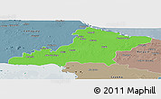 Political Panoramic Map of Las Tunas, semi-desaturated