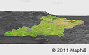 Satellite Panoramic Map of Las Tunas, darken, desaturated