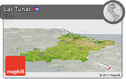 Satellite Panoramic Map of Las Tunas, lighten, semi-desaturated