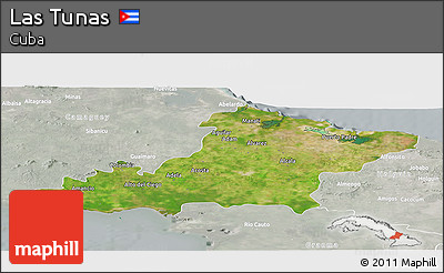 Satellite Panoramic Map of Las Tunas, lighten, semi-desaturated