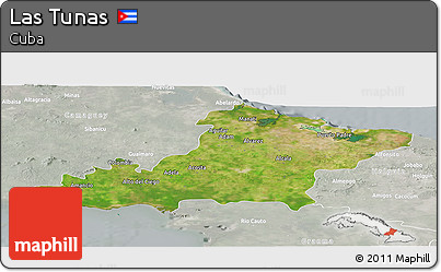 Satellite Panoramic Map of Las Tunas, lighten, semi-desaturated