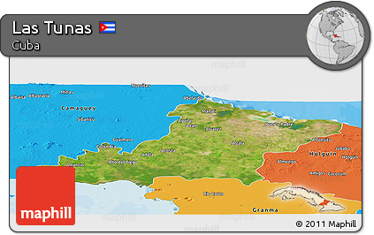 Satellite Panoramic Map of Las Tunas, political outside