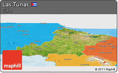 Satellite Panoramic Map of Las Tunas, political outside