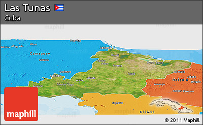 Satellite Panoramic Map of Las Tunas, political outside