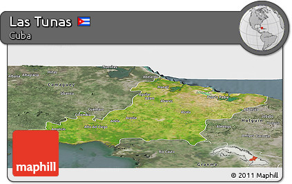 Satellite Panoramic Map of Las Tunas, semi-desaturated