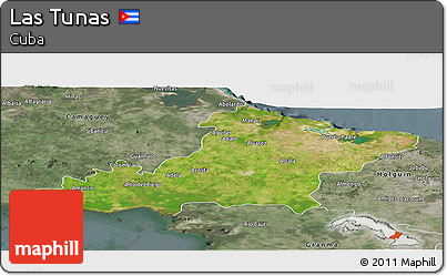 Satellite Panoramic Map of Las Tunas, semi-desaturated