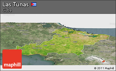 Satellite Panoramic Map of Las Tunas, semi-desaturated