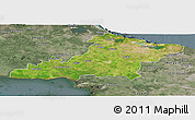 Satellite Panoramic Map of Las Tunas, semi-desaturated